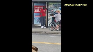 Man with his wife at the bus stop, after she had sex with a black man